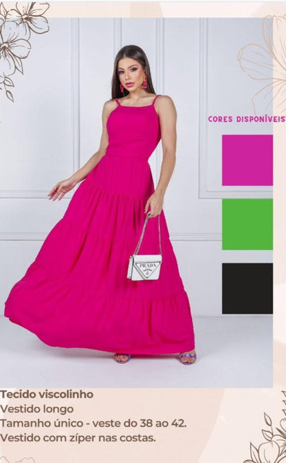 Vestido longo com cinto